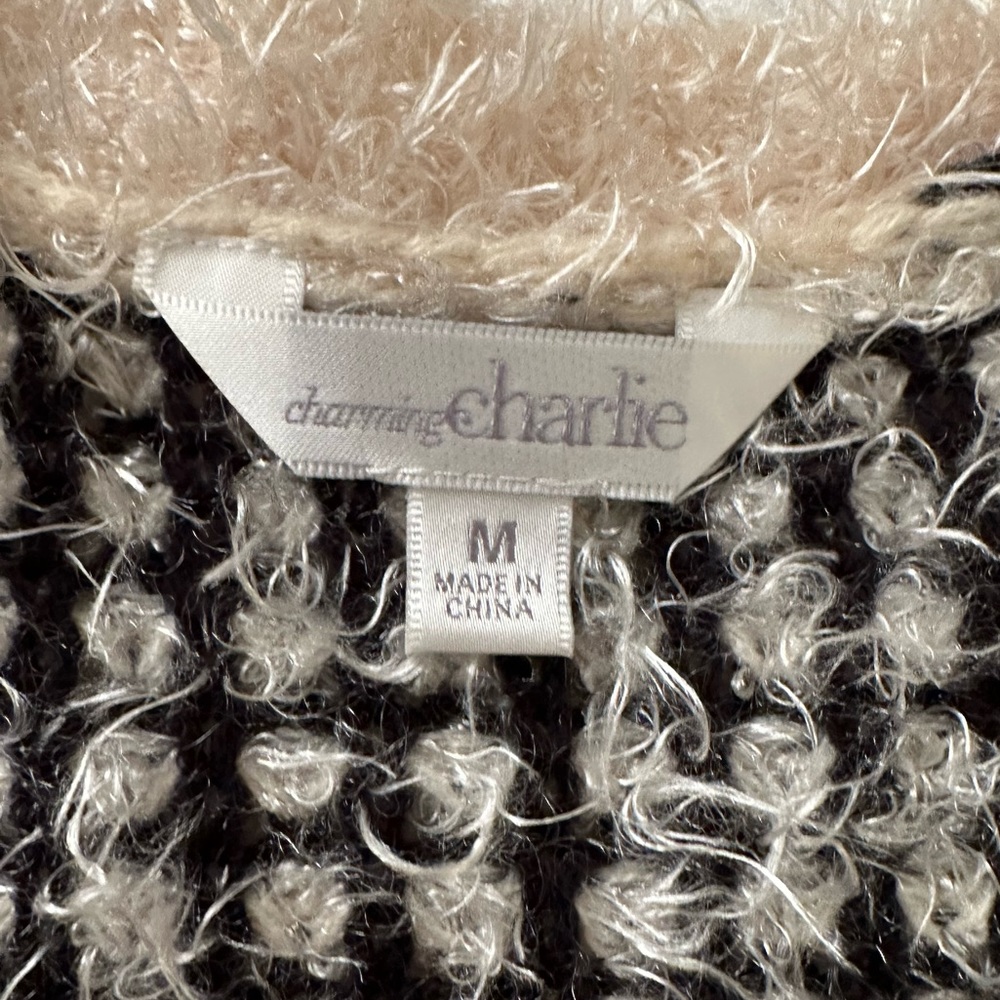 Charming Charlie Striped Eyelash Fuzzy Open Cardi… - image 8